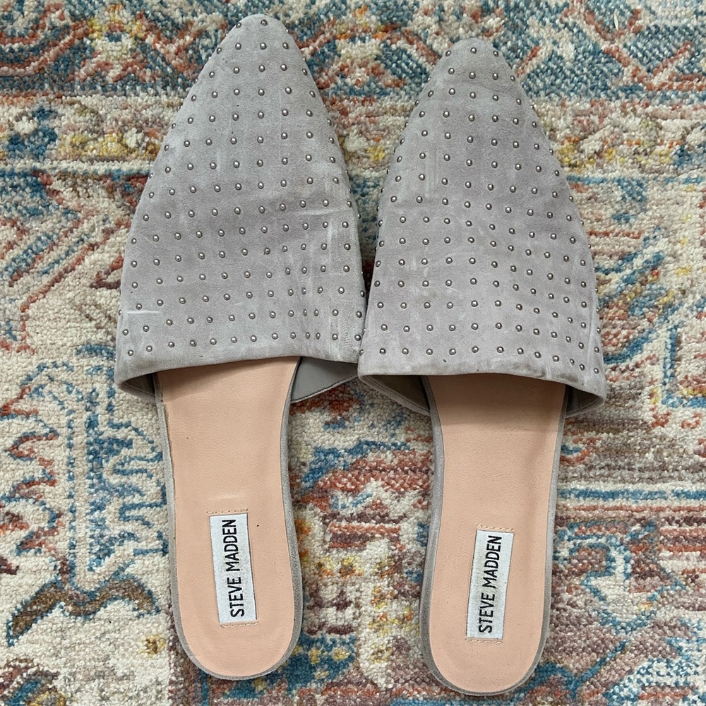 Steve Madden grey studded mules